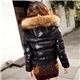 Opaque - Short Black Down Jacket With Fur Collar